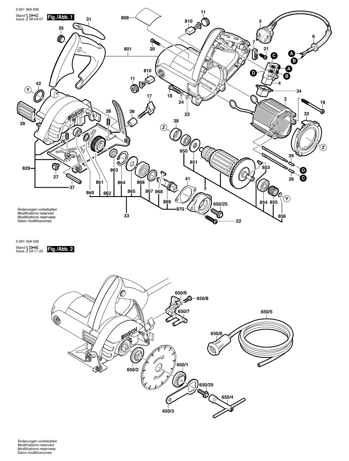 Схема на Пила Bosch GDM 12-34 (060136A006)