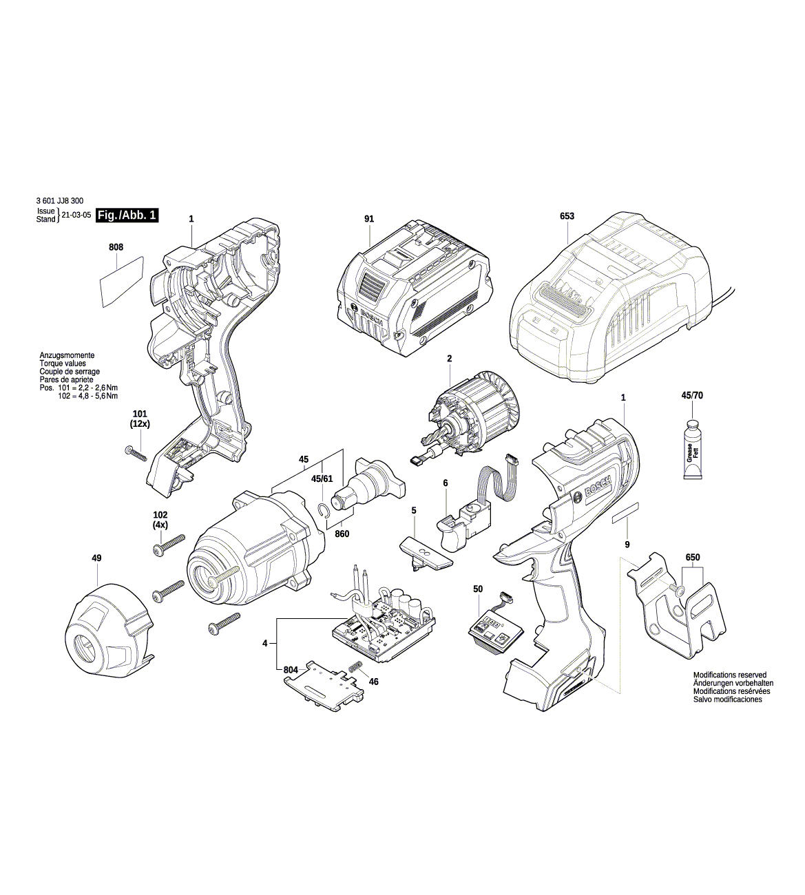 Схема на Гайковерт Bosch GDS 18V-1000 (3 601 JJ8 300)