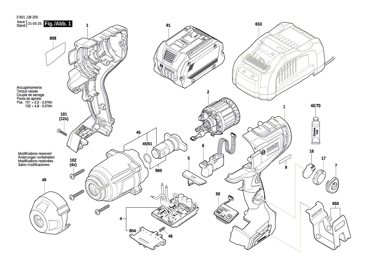 Схема на Гайковерт Bosch GDS 18V-1050 HC (3 601 JJ8 200)