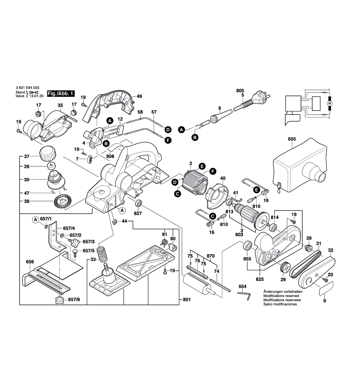 Схема на Рубанок Bosch GHO 15-82 (3 601 E94 003)
