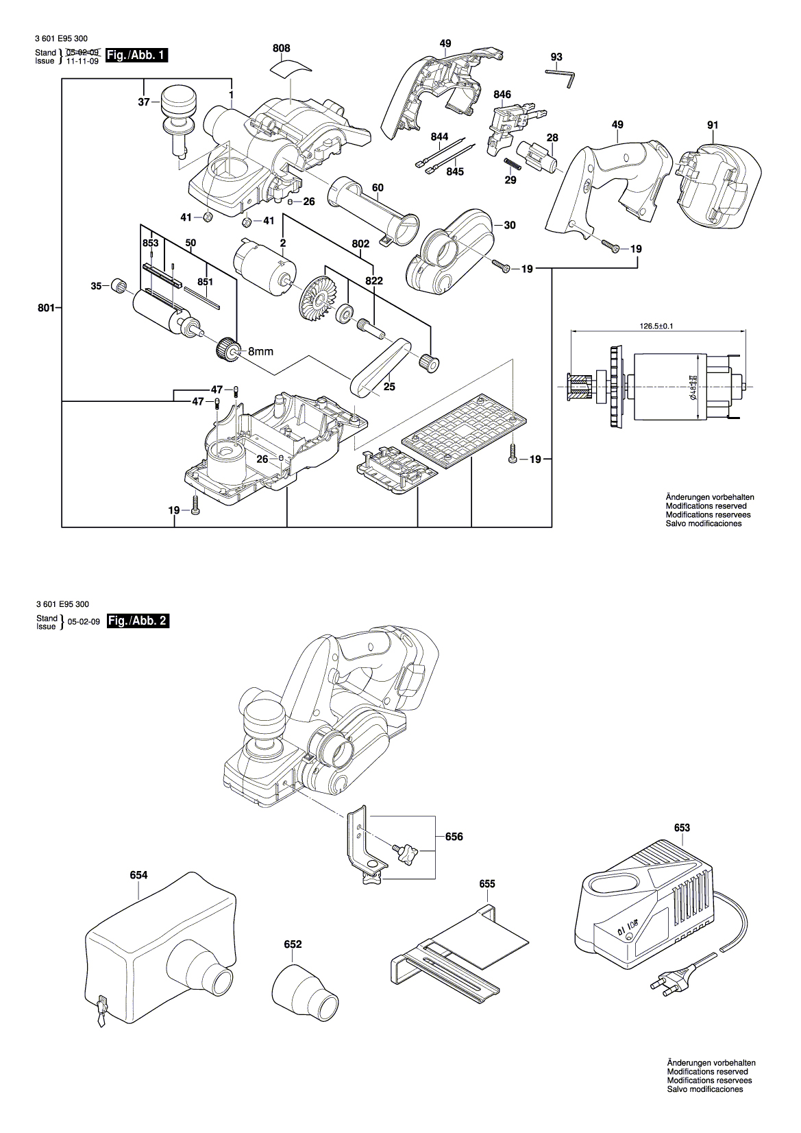 Схема на Рубанок Bosch GHO 18 V (3 601 E95 300)