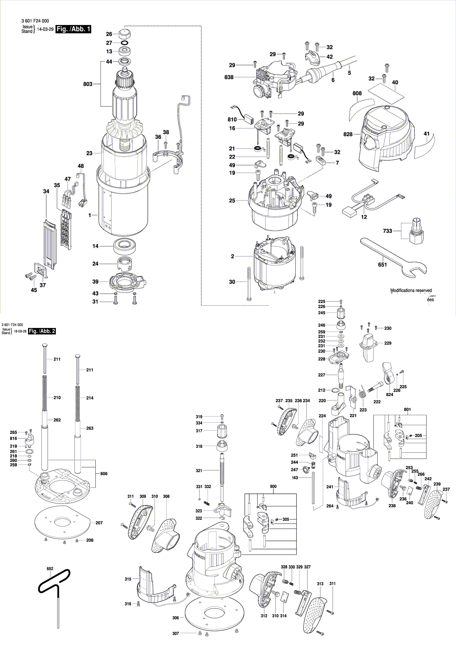 Схема на Фрезер Bosch GOF 1600 CE (3 601 F24 0L0)