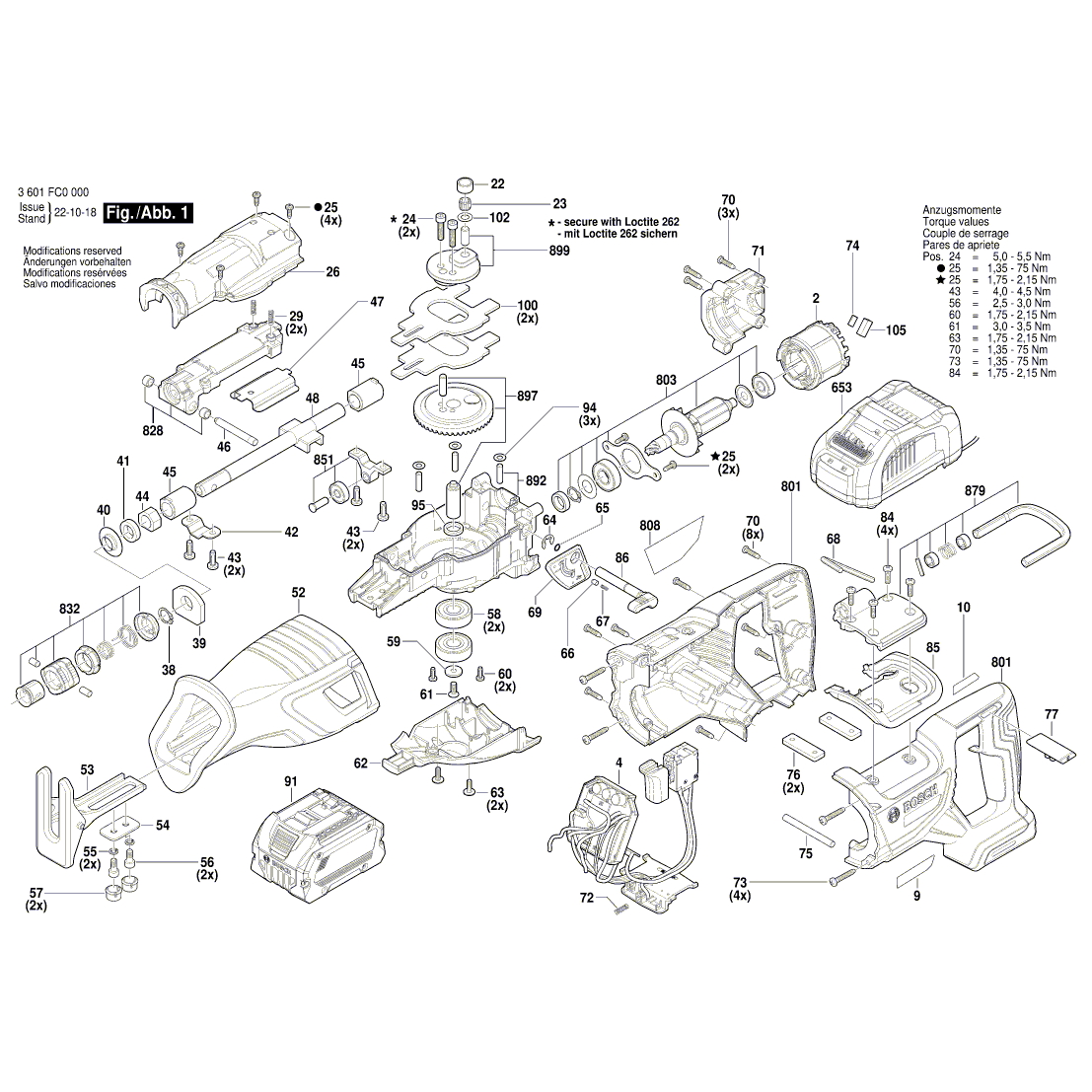 Схема на Пила Bosch GSA 18V-28 (3601FC0000)
