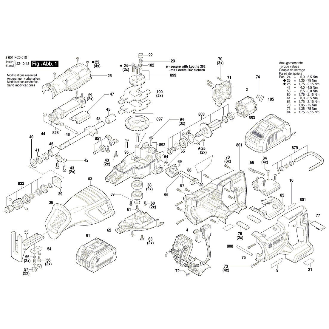 Схема на Пила Bosch GSA18V-110 (3601FC0010)