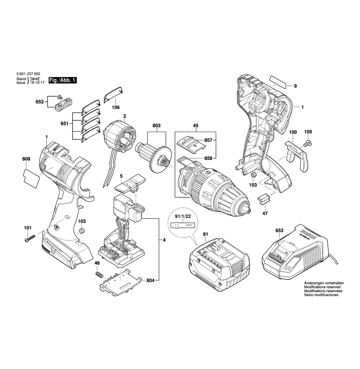 Схема на Дриль-шурупокрут Bosch GSB 14,4 V-EC (3 601 JD7 000)