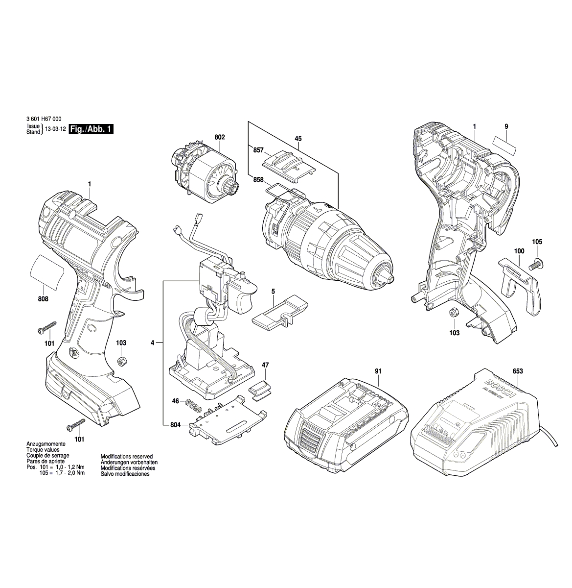 Схема на Дрель-шуруповерт Bosch GSB 14,4 V-LI (3 601 H67 000)