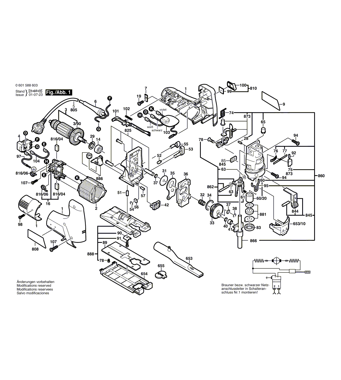 Схема на Лобзик Bosch GST 100 CE (0 601 588 603)
