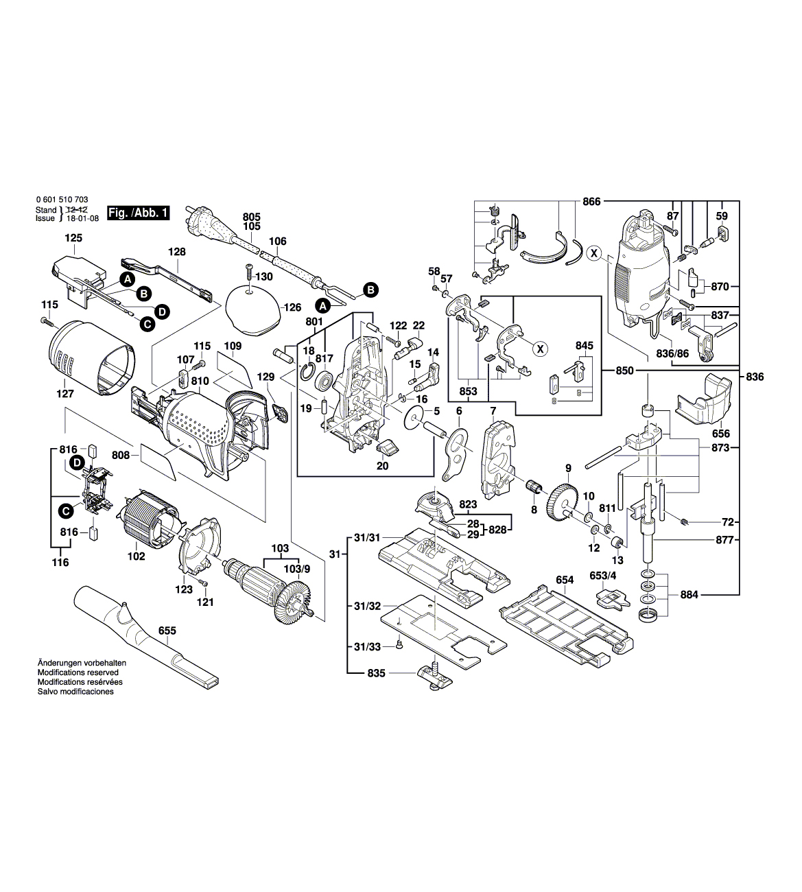 Схема на Лобзик Bosch GST 135 CE (0 601 510 703)