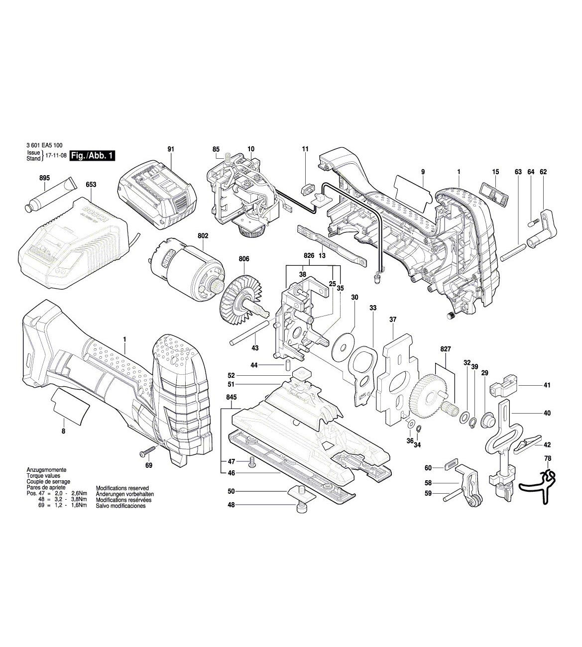 Схема на Лобзик Bosch GST 18 V-LI S (3 601 EA5 100)