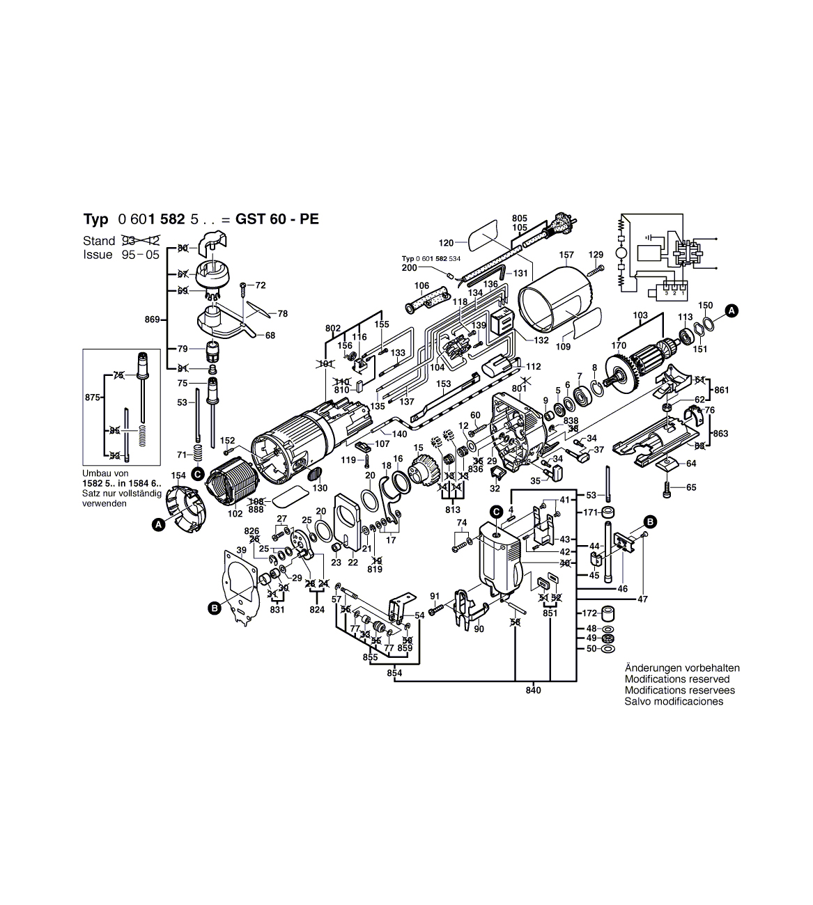 Схема на Лобзик Bosch GST 60 PE (0 601 582 503)