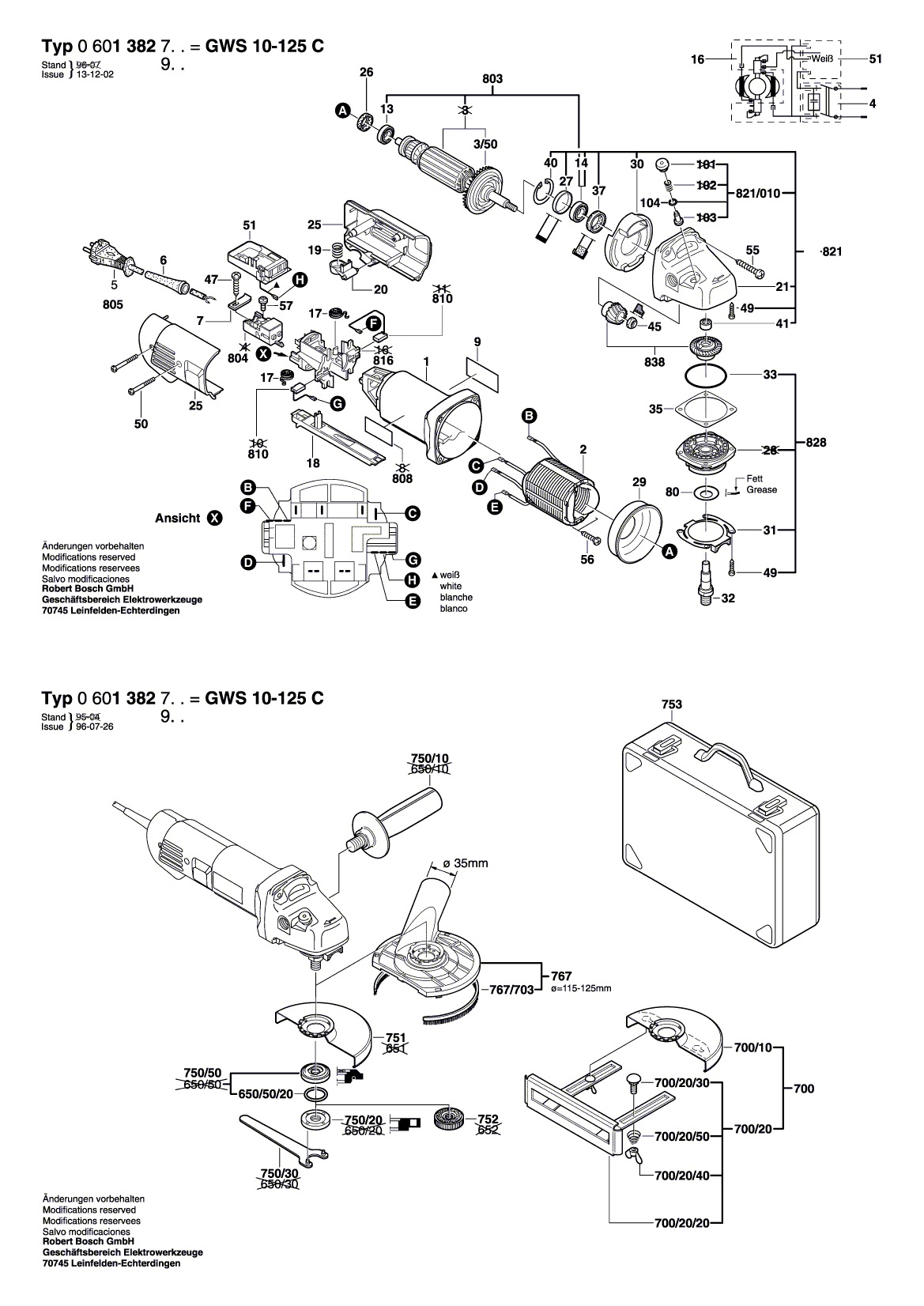 Схема на Угловая шлифмашина Bosch GWS 10-125 C (0 601 382 703)