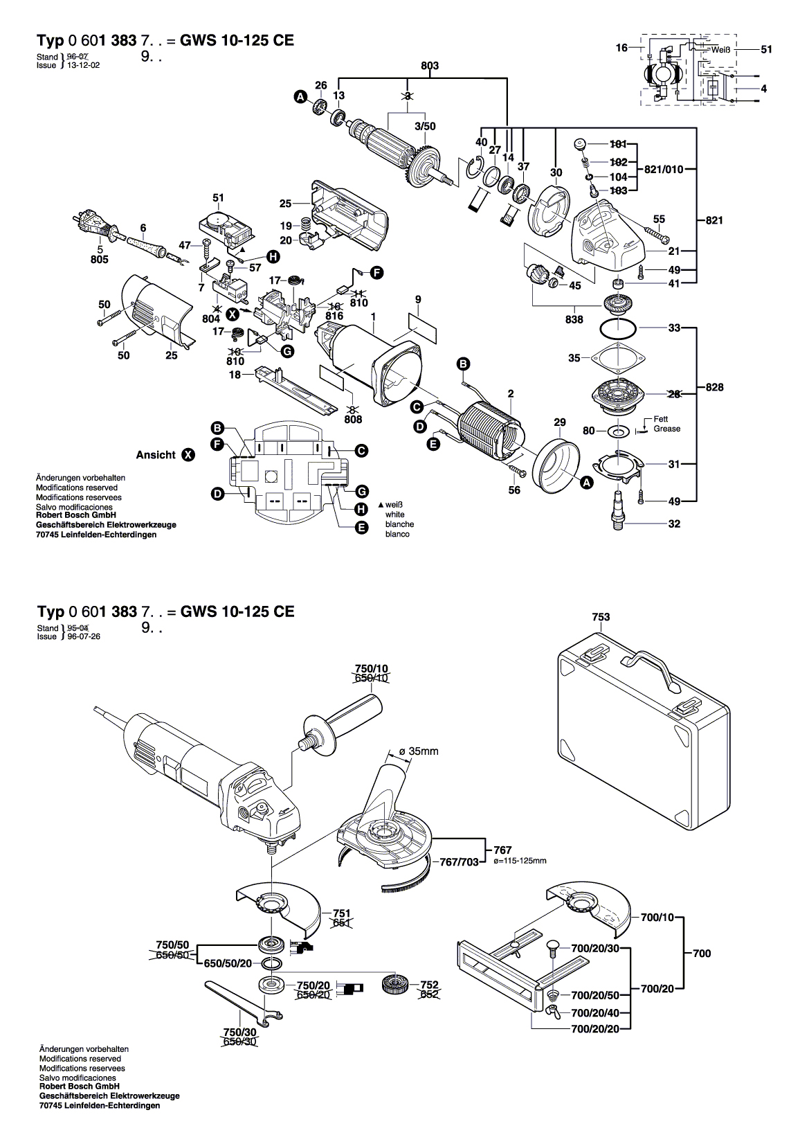 Схема на Угловая шлифмашина Bosch GWS 10-125 CE (0 601 383 703)