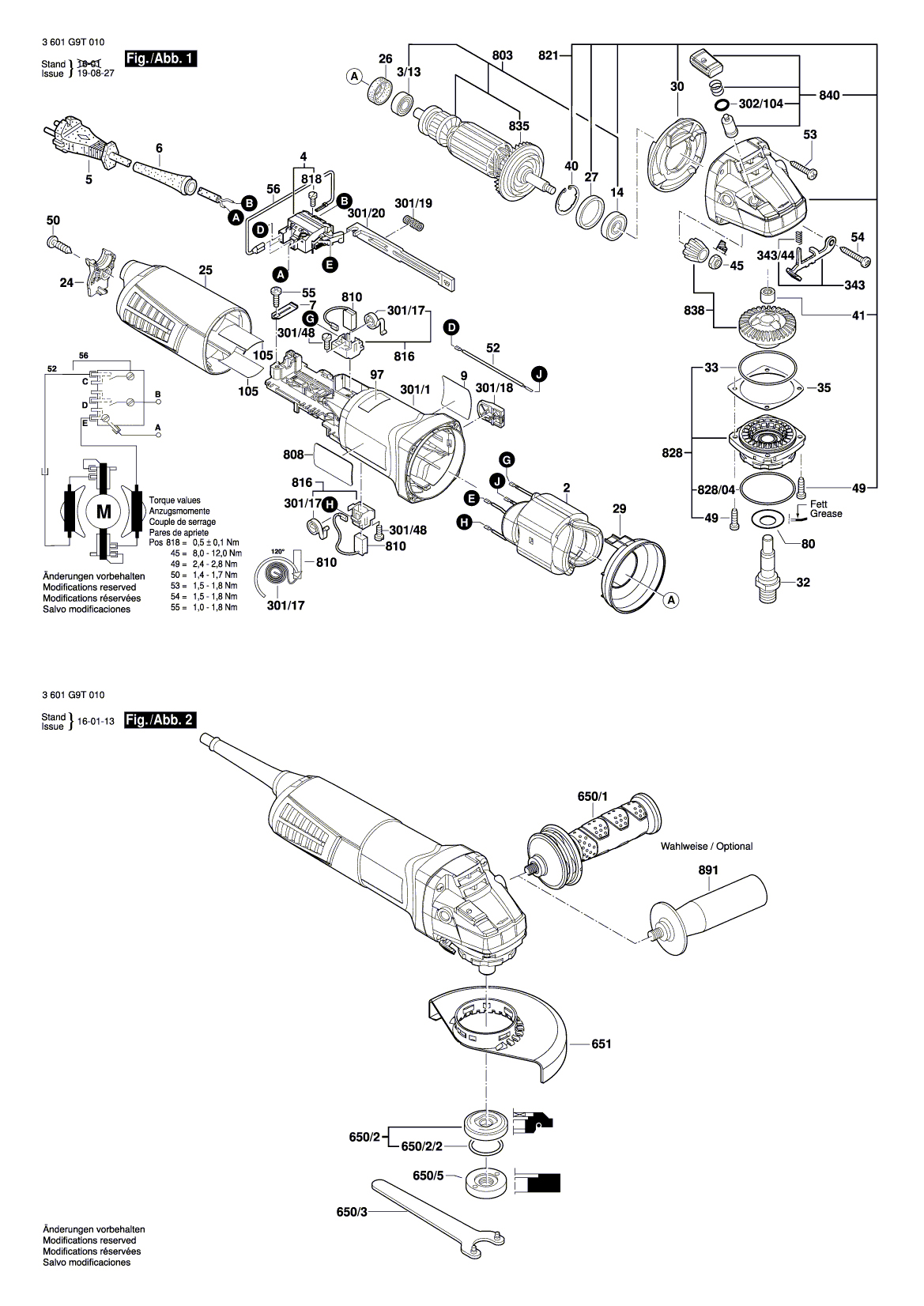 Схема на Кутова шліфмашина Bosch GWS 10-45 (3 601 G9T 010)