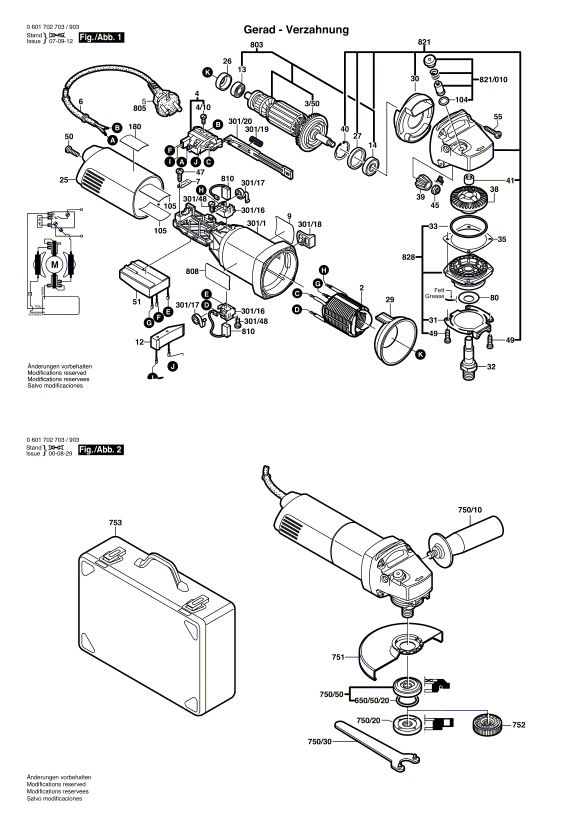 Схема на Угловая шлифмашина Bosch GWS 1000 (0 601 702 769)