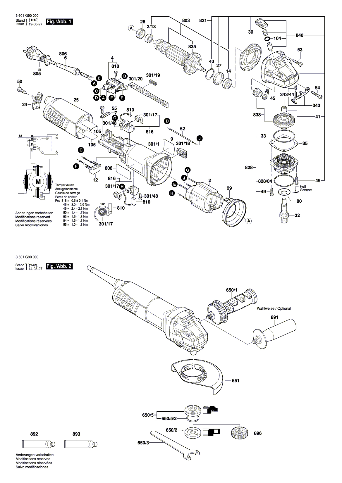 Схема на Угловая шлифмашина Bosch GWS 11-125 (3 601 G92 000)