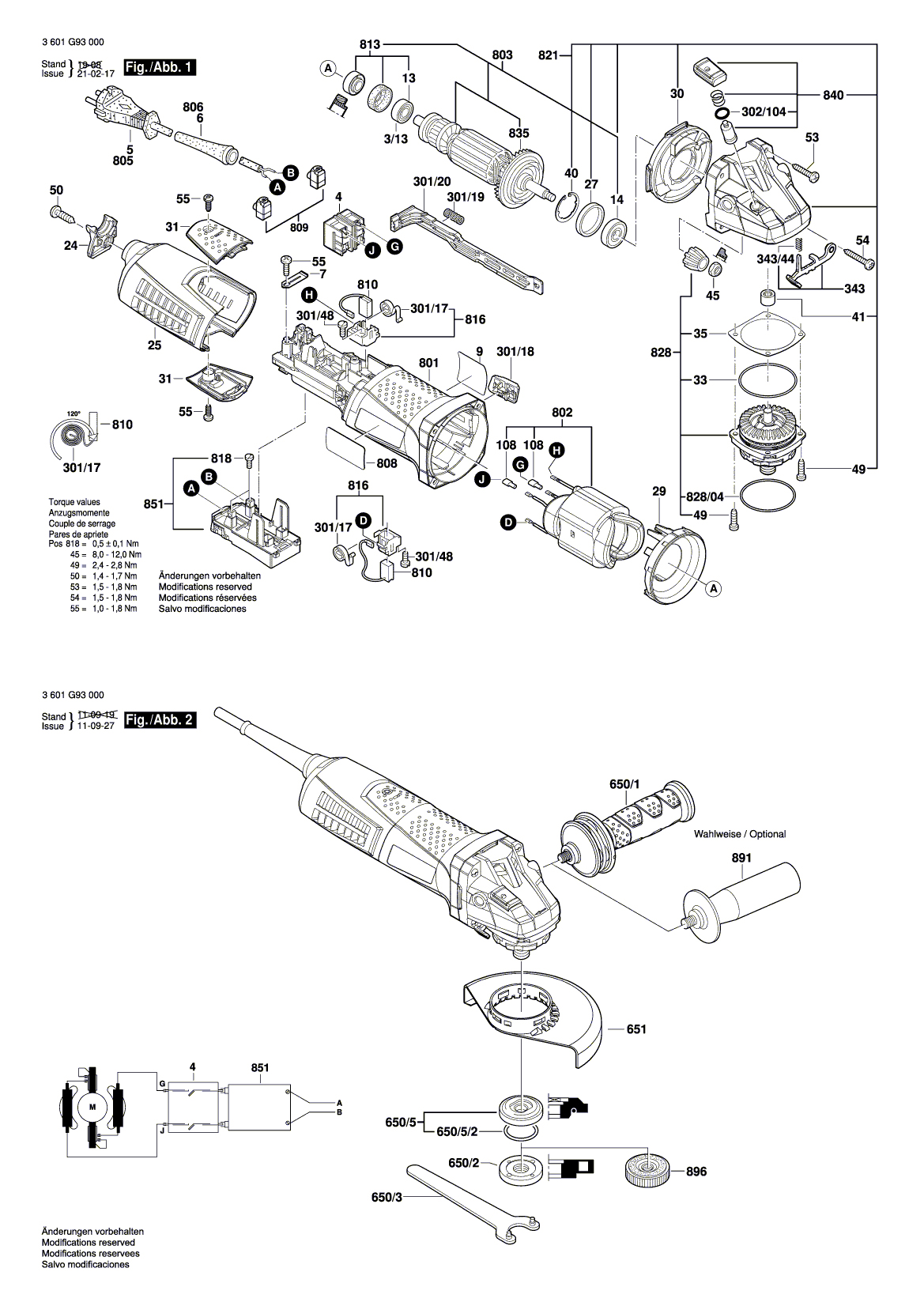 Схема на Угловая шлифмашина Bosch GWS 12-125 CI (3 601 G93 050)