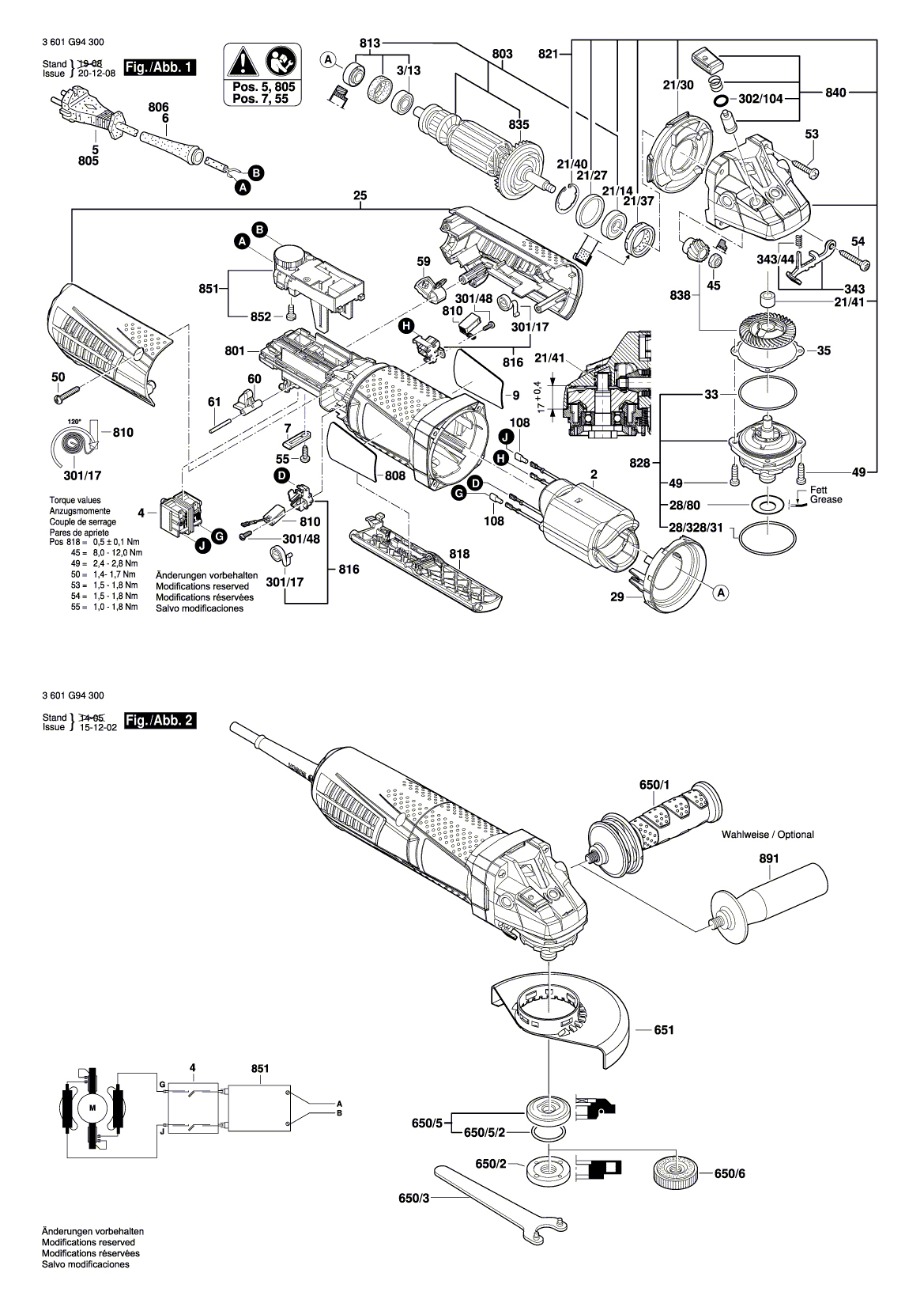 Схема на Угловая шлифмашина Bosch GWS 12-125 CIEPX (3 601 G94 300)