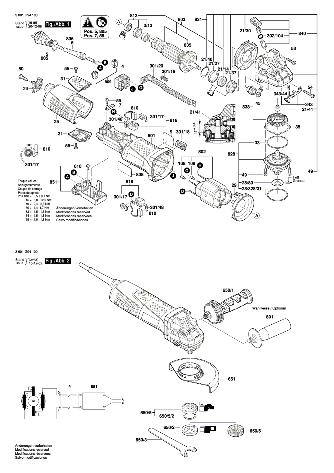 Схема на Угловая шлифмашина Bosch GWS 12-125 CIEX (3 601 G94 100)