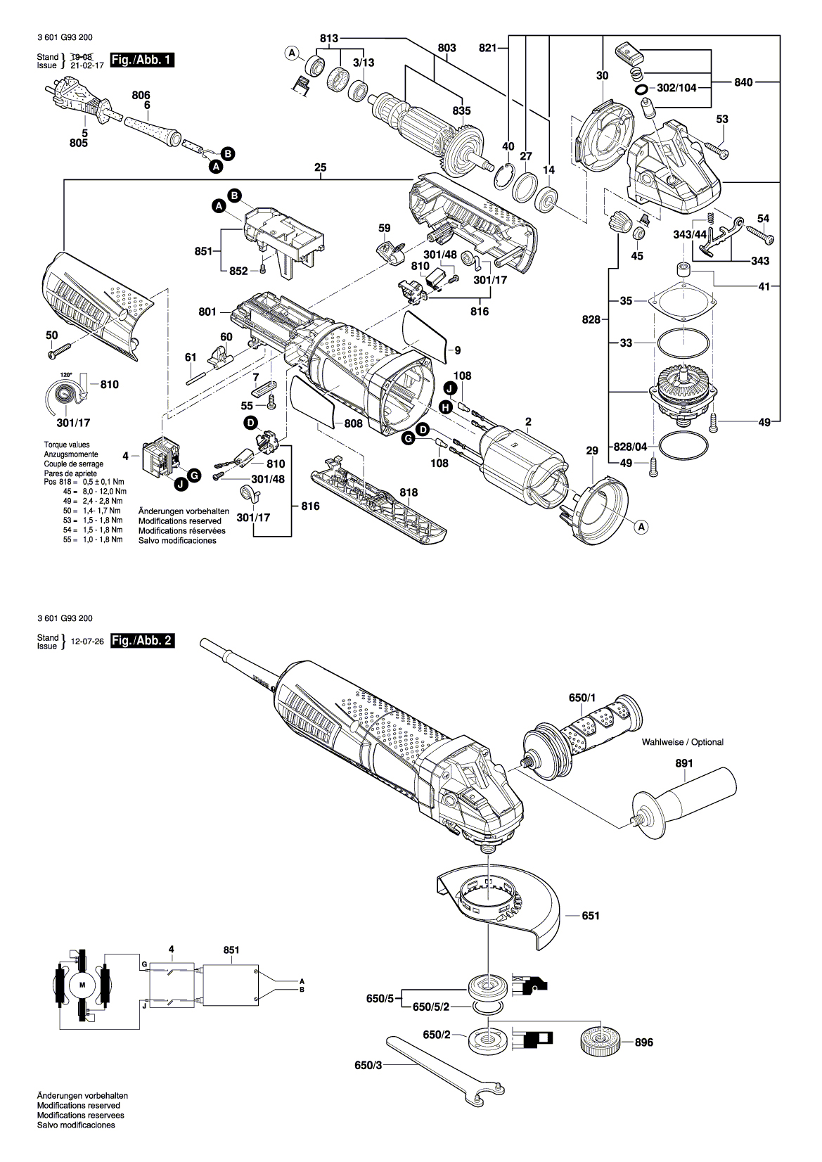 Схема на Угловая шлифмашина Bosch GWS 12-125 CIP (3 601 G93 200)