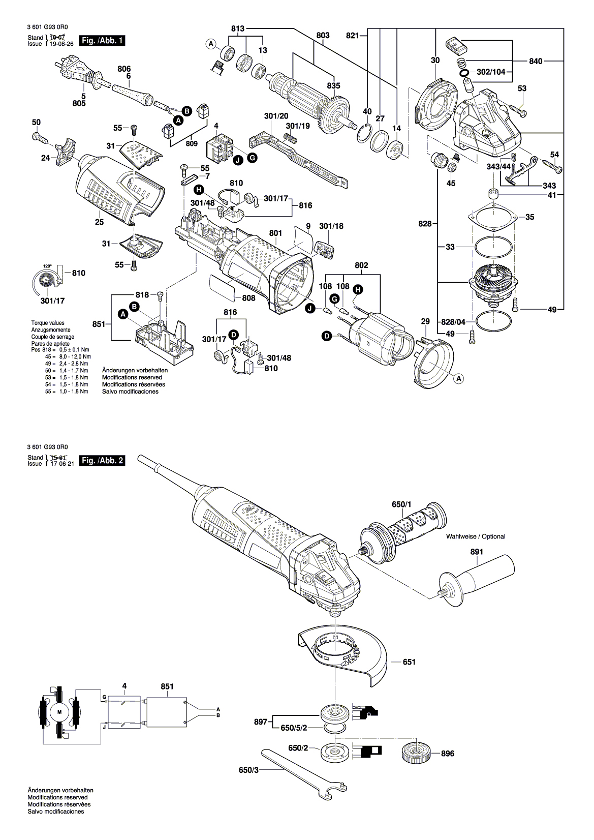 Схема на Угловая шлифмашина Bosch GWS 13-125 CI (3 601 G93 0R0)