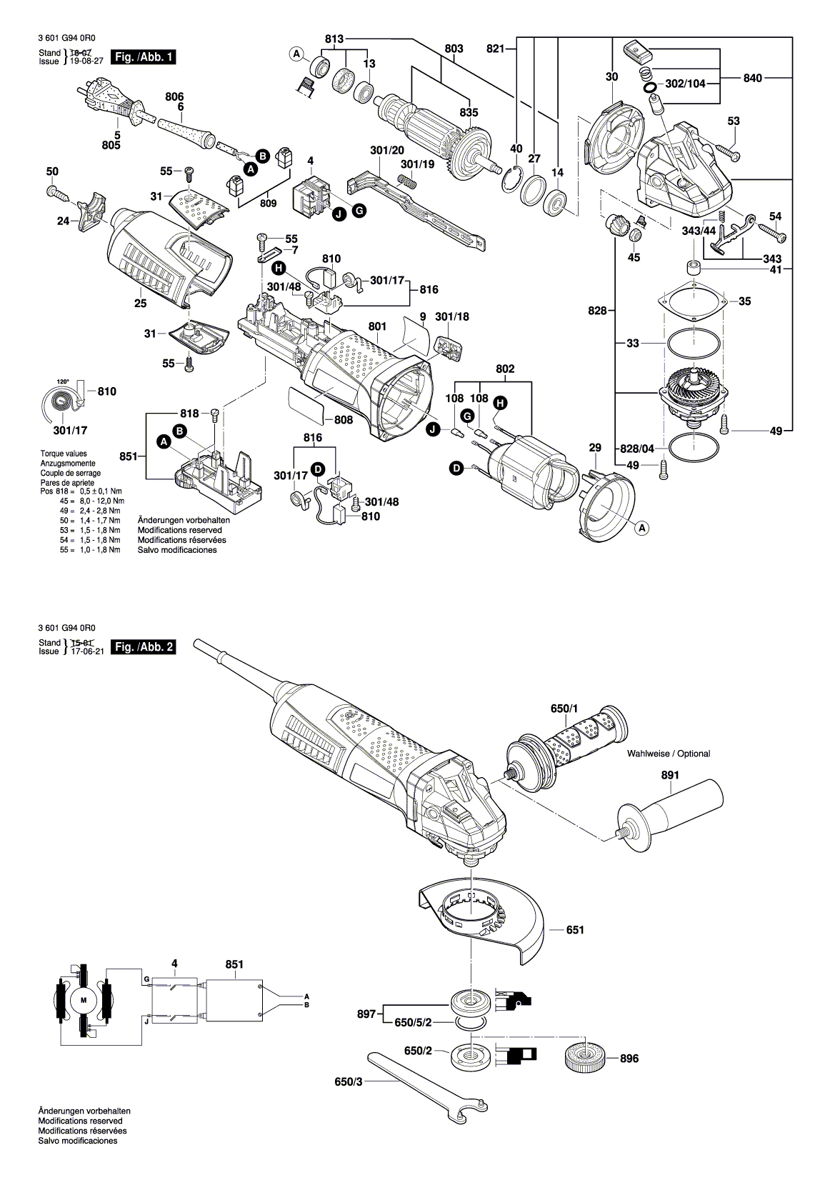 Схема на Угловая шлифмашина Bosch GWS 13-125 CIE (3 601 G94 0R0)