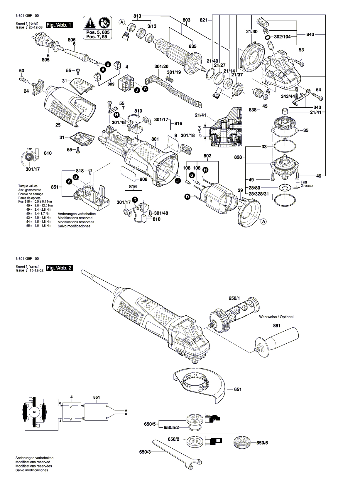 Схема на Угловая шлифмашина Bosch GWS 13-125 CIEX (3 601 G9F 100)