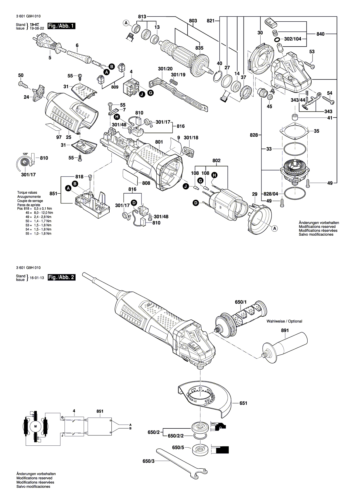 Схема на Угловая шлифмашина Bosch GWS 13-50 VS (3 601 G9H 010)