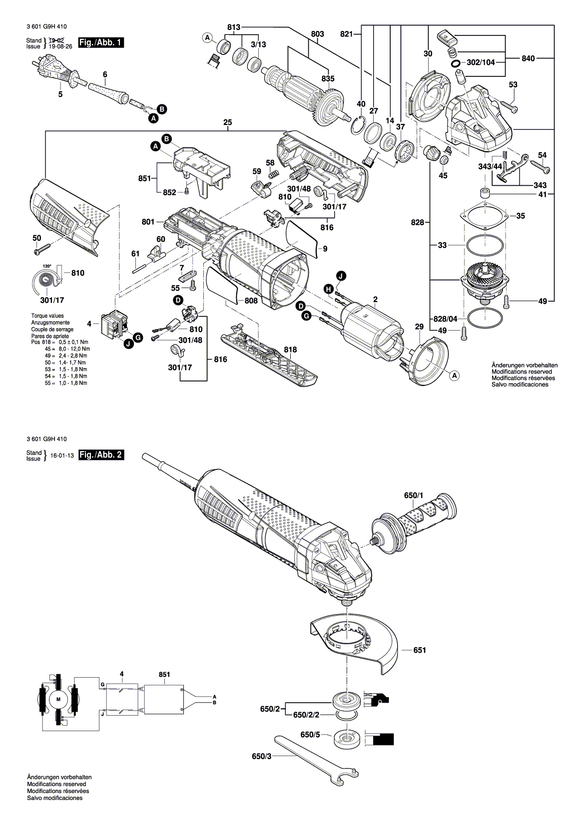 Схема на Угловая шлифмашина Bosch GWS 13-50 VSP (3 601 G9H 410)