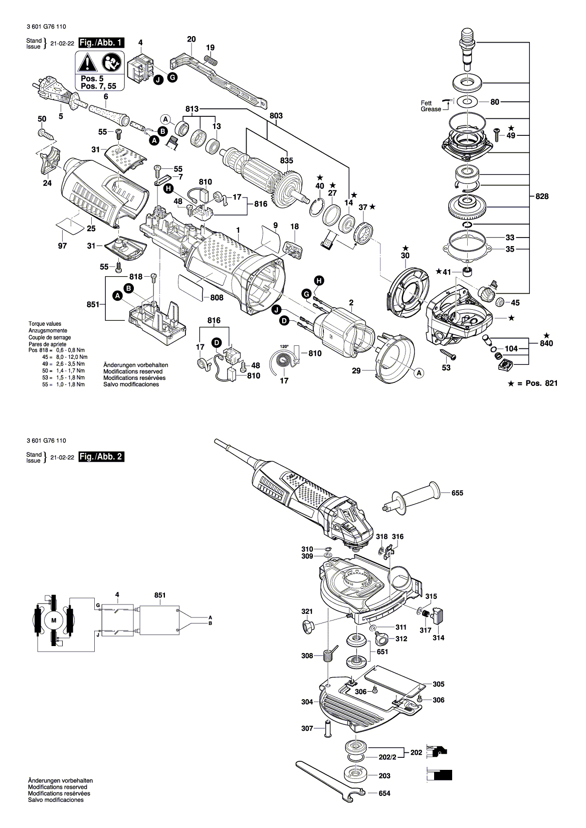 Схема на Кутова шліфмашина Bosch GWS 13-52 TG (3 601 G76 110)