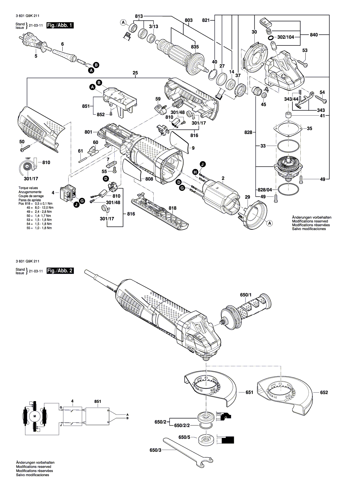 Схема на Кутова шліфмашина Bosch GWS 13-60 P (3 601 G9K 211)