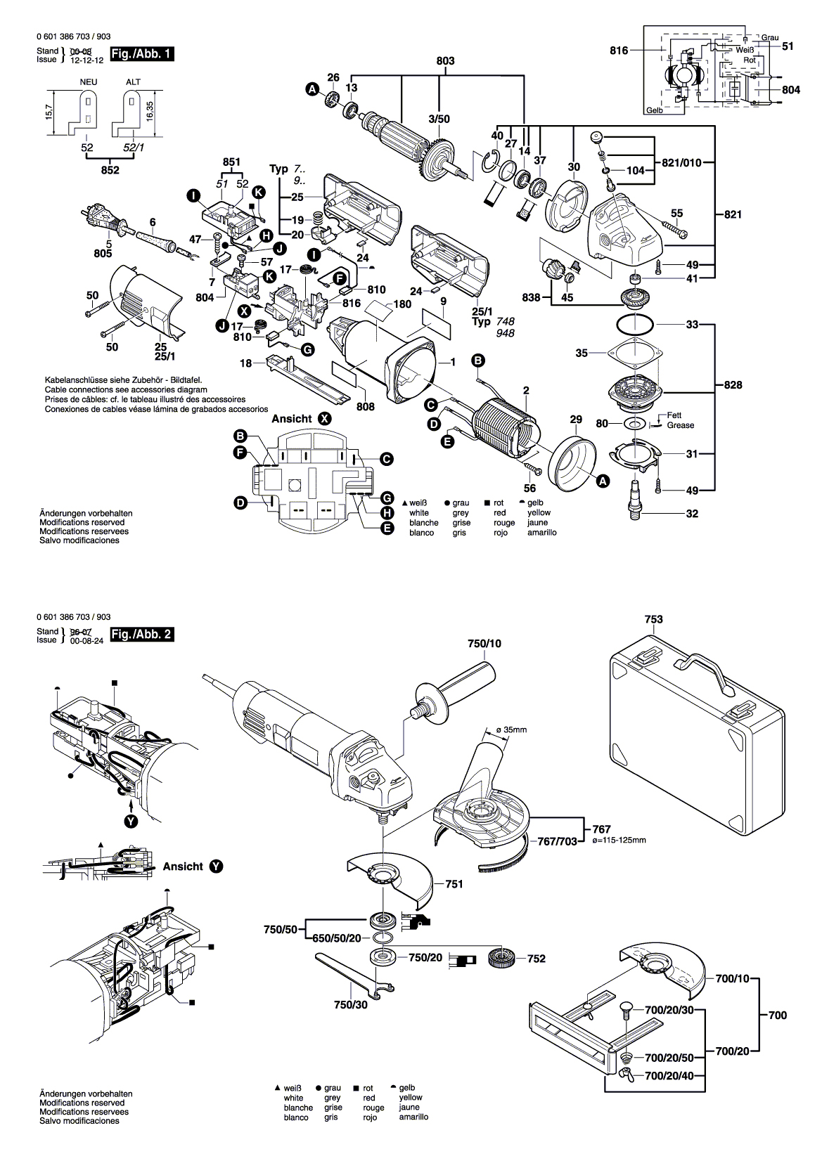 Схема на Угловая шлифмашина Bosch GWS 14-150 C (0 601 386 703)