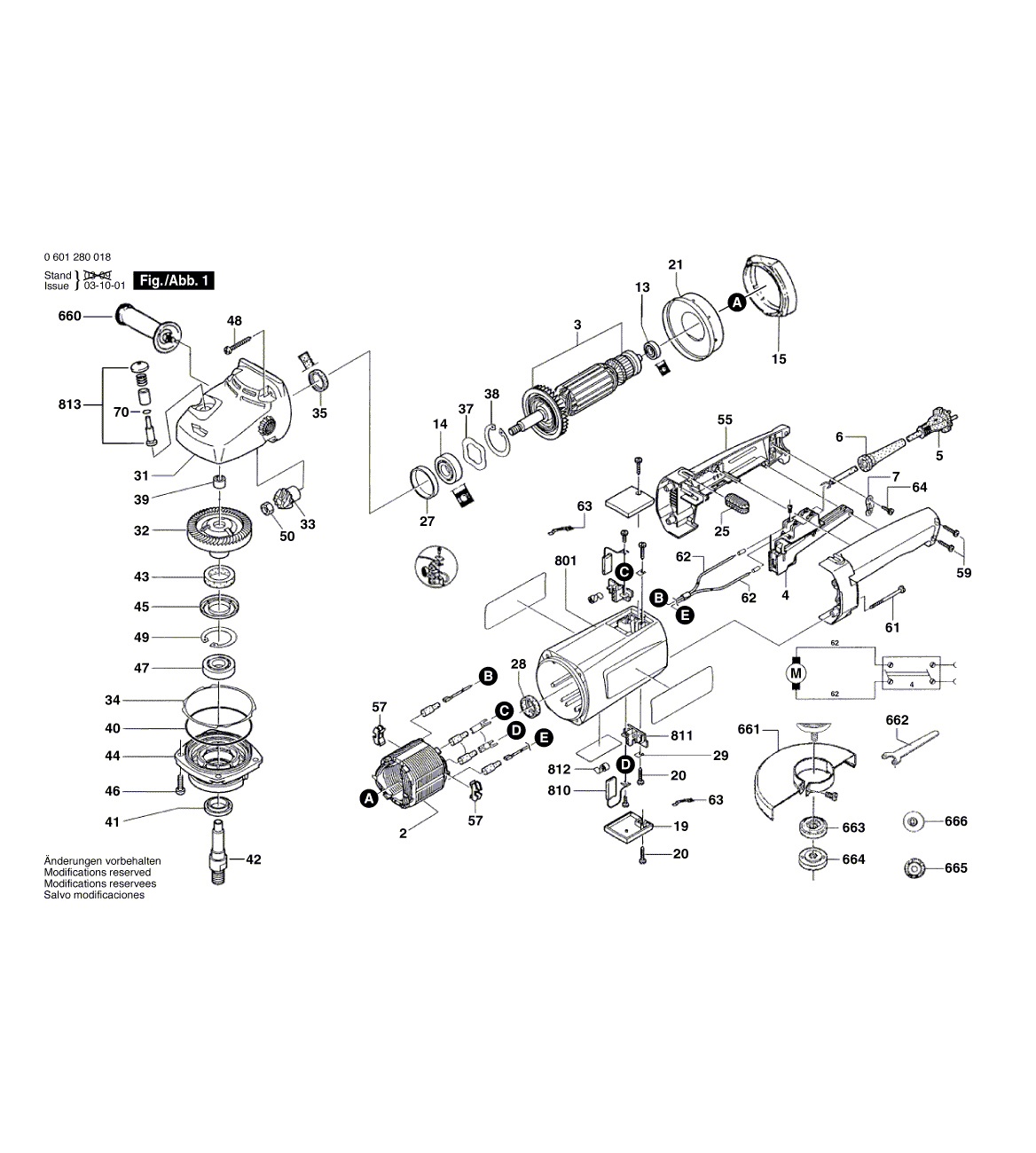 Схема на Угловая шлифмашина Bosch GWS 14-180 (0 601 280 012)