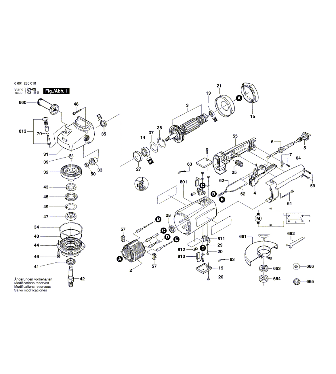 Схема на Угловая шлифмашина Bosch GWS 14-180 (0 601 280 012)