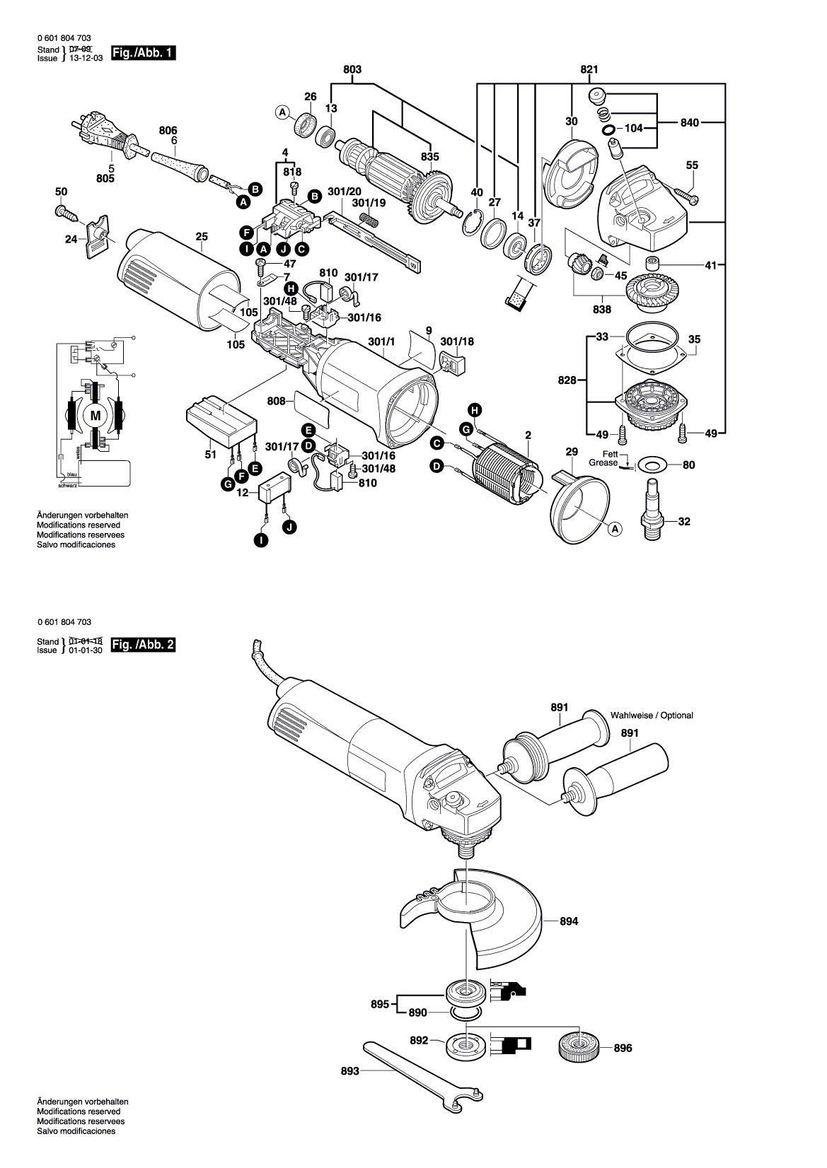 Схема на Угловая шлифмашина Bosch GWS 1400 (0 601 804 770)