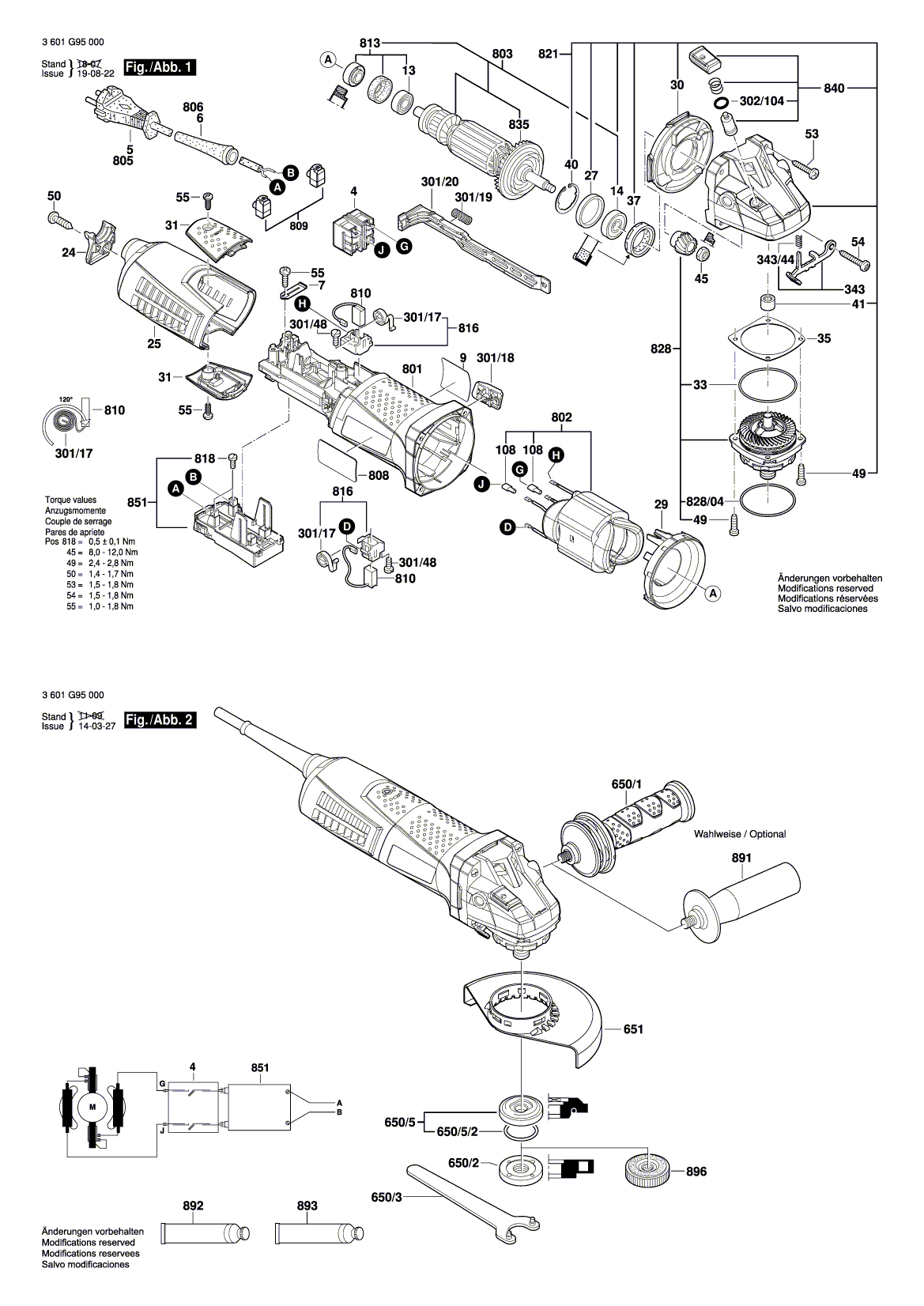 Схема на Угловая шлифмашина Bosch GWS 15-125 CI (3 601 G95 000)