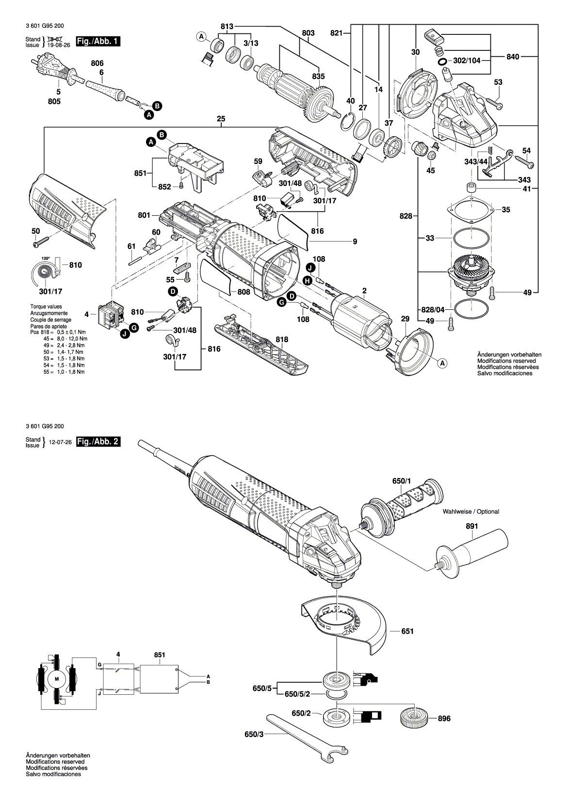 Схема на Угловая шлифмашина Bosch GWS 15-125 CIP (3 601 G95 200)