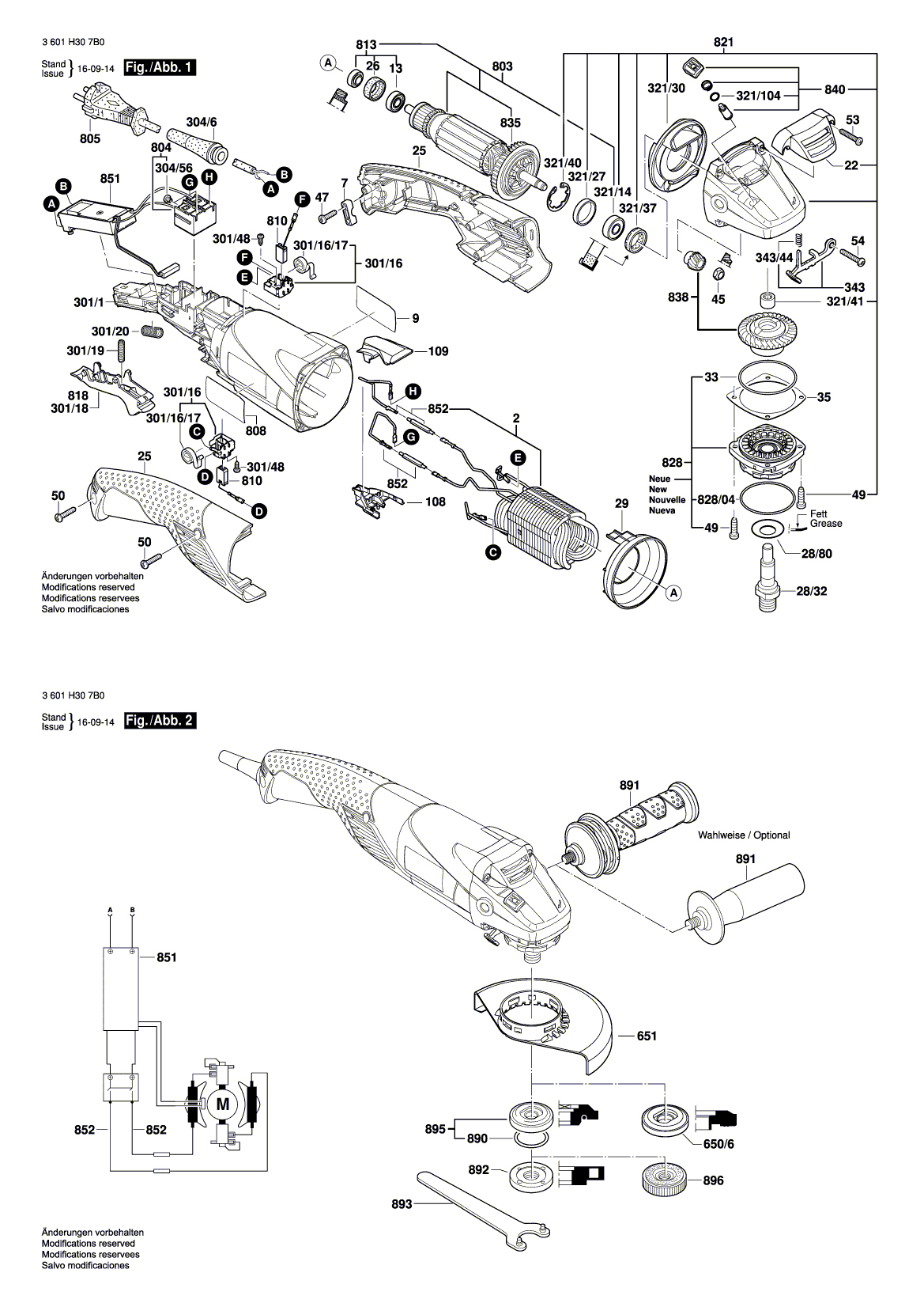 Схема на Угловая шлифмашина Bosch GWS 15-125 CISTH (3 601 H30 7B0)