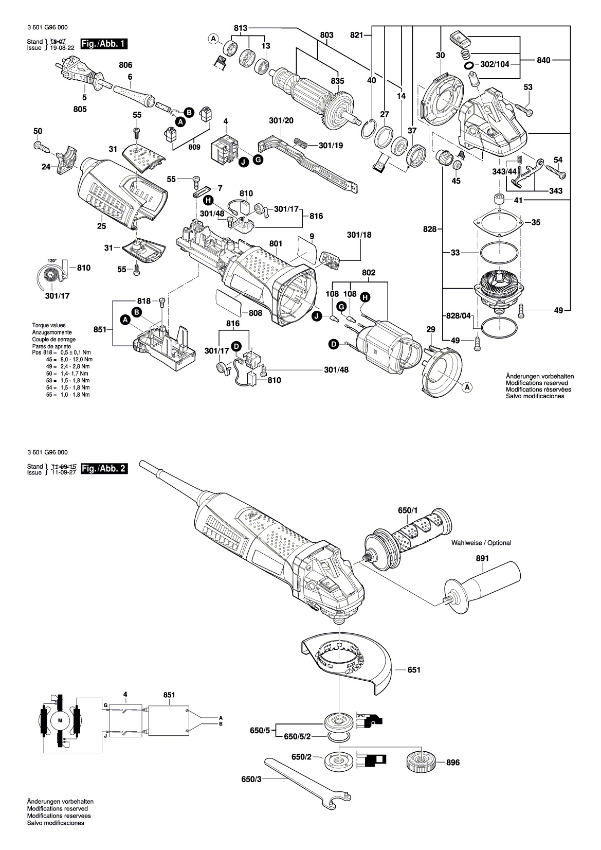 Схема на Угловая шлифмашина Bosch GWS 15-125 CIT (3 601 G97 000)