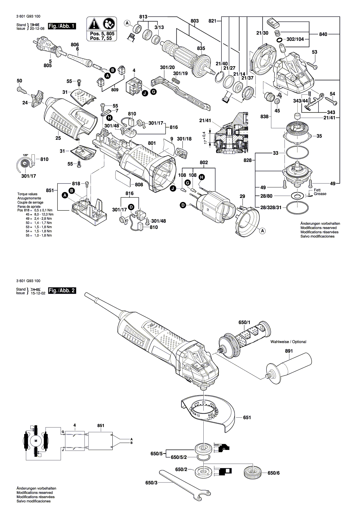 Схема на Угловая шлифмашина Bosch GWS 15-125 CIX (3 601 G95 100)