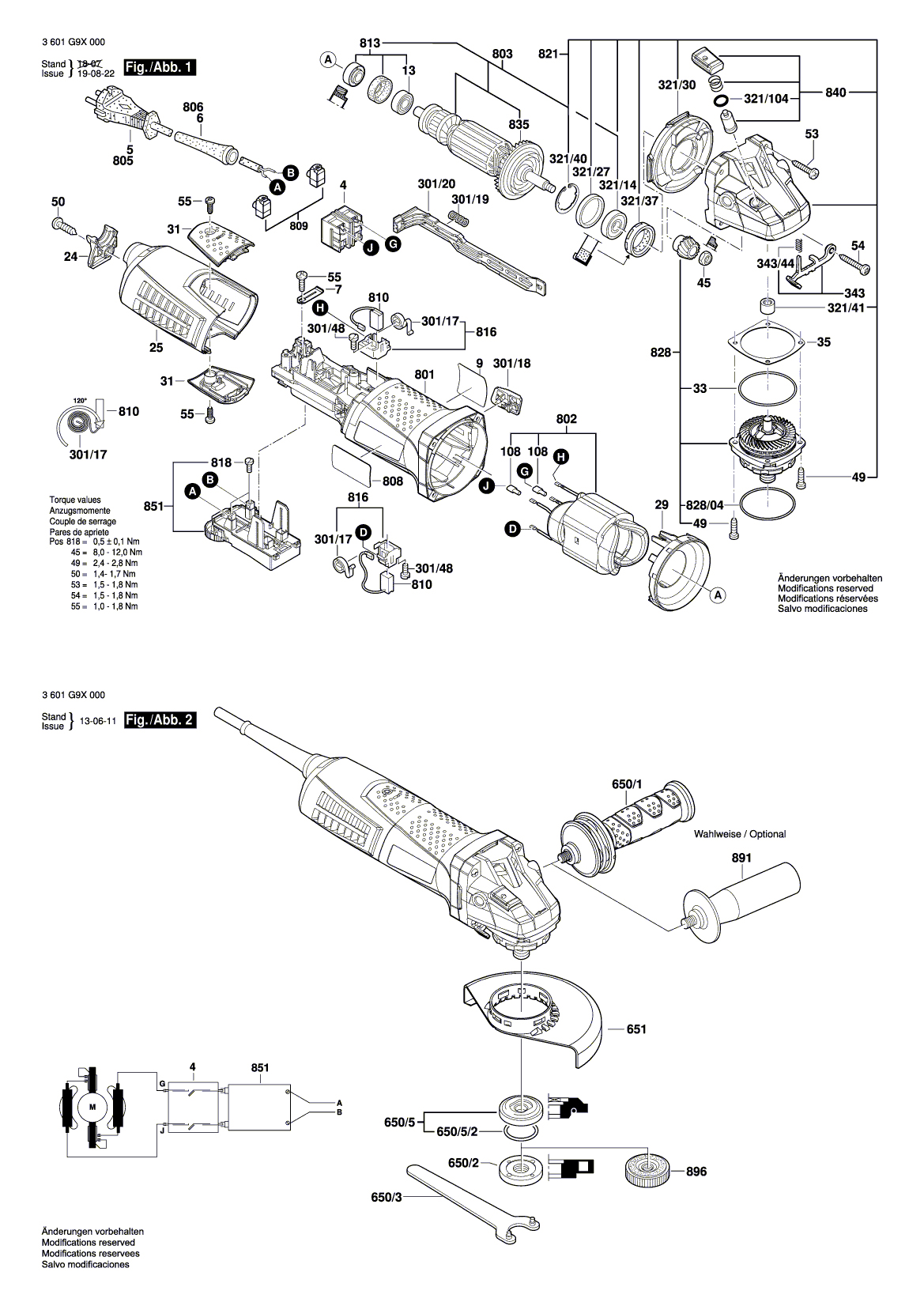 Схема на Угловая шлифмашина Bosch GWS 15-125 Inox (3 601 G9X 000)