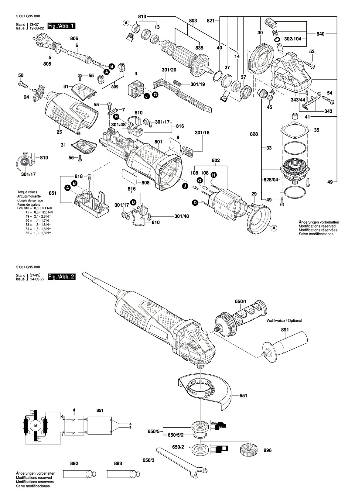 Схема на Кутова шліфмашина Bosch GWS 15-150 CI (3 601 G98 000)