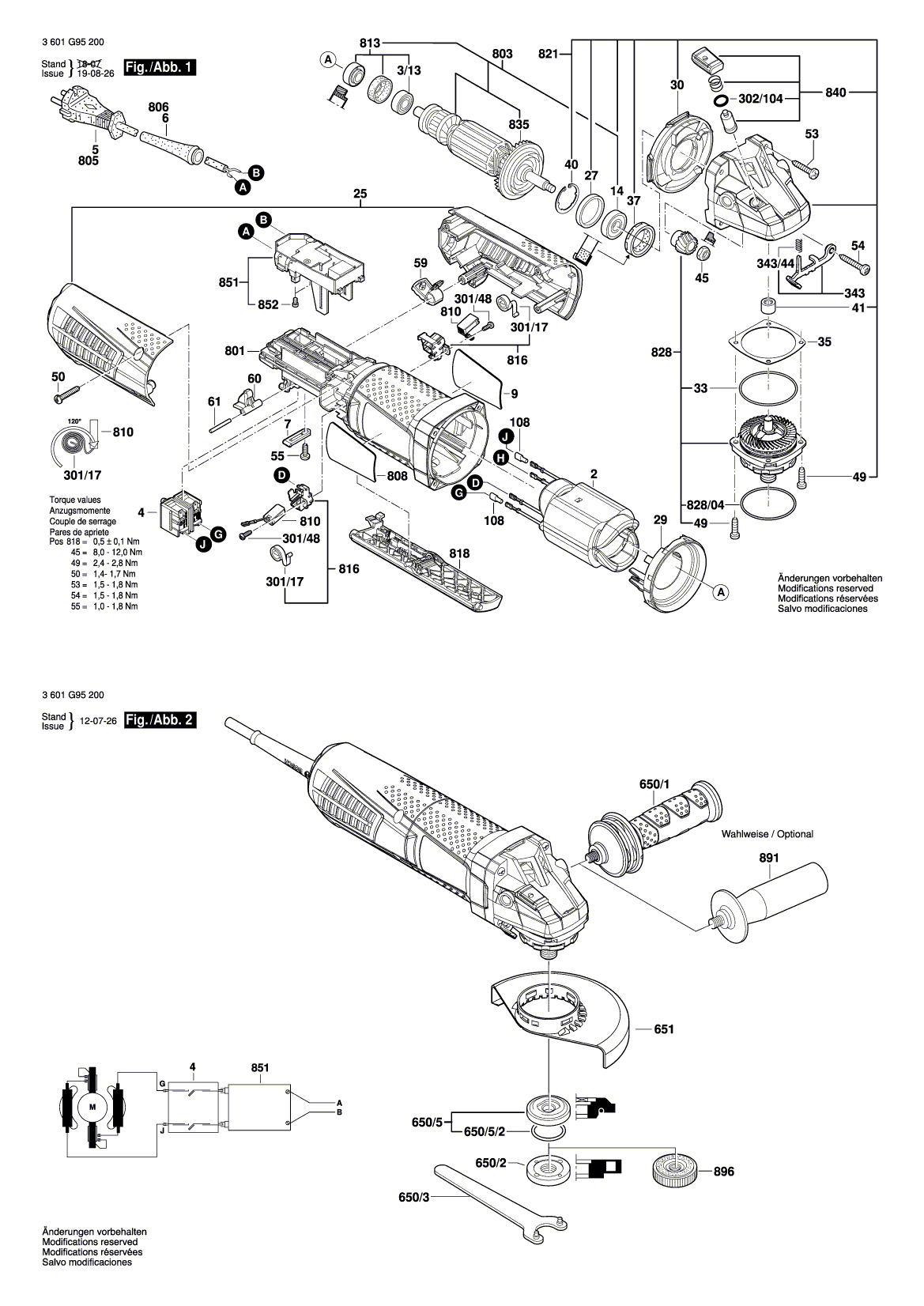 Схема на Угловая шлифмашина Bosch GWS 15-150 CIP (3 601 G98 200)
