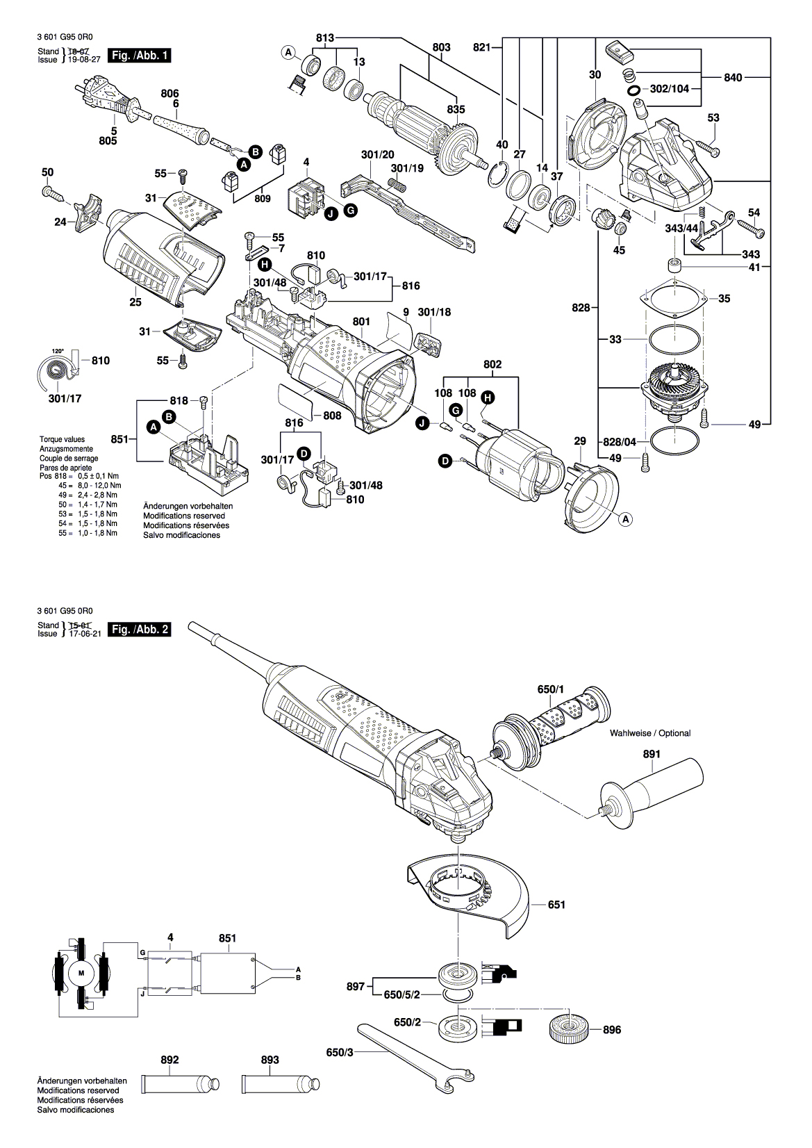 Схема на Угловая шлифмашина Bosch GWS 17-125 CI (3 601 G95 0R0)