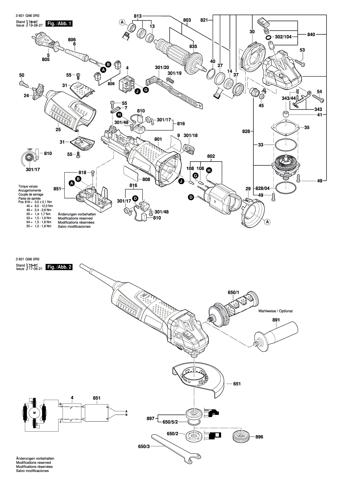 Схема на Угловая шлифмашина Bosch GWS 17-125 CIE (3 601 G96 0R0)