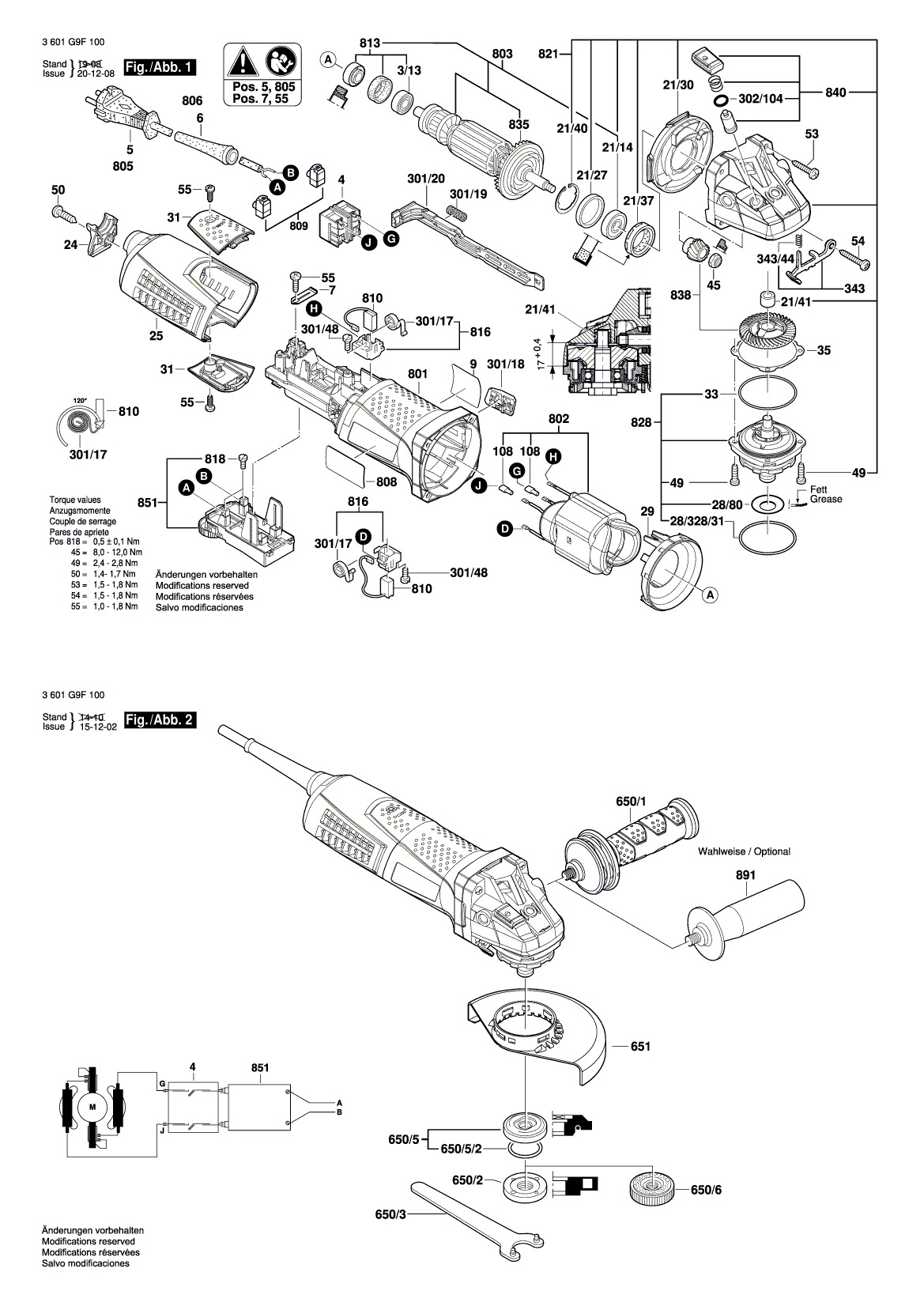 Схема на Кутова шліфмашина Bosch GWS 17-125 CIEX (3 601 G9H 100)