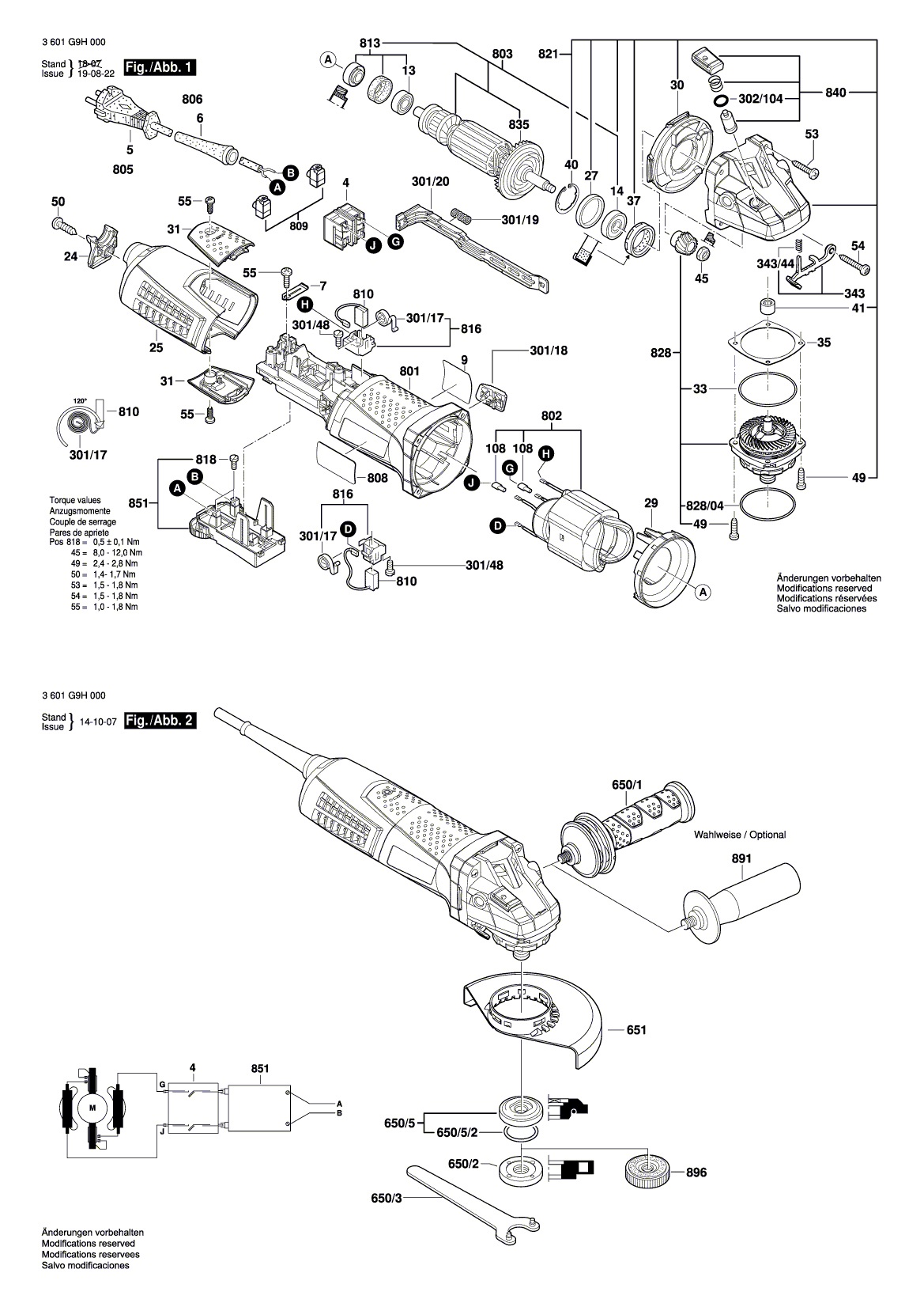 Схема на Угловая шлифмашина Bosch GWS 17-125 CIT (3 601 G9J 000)