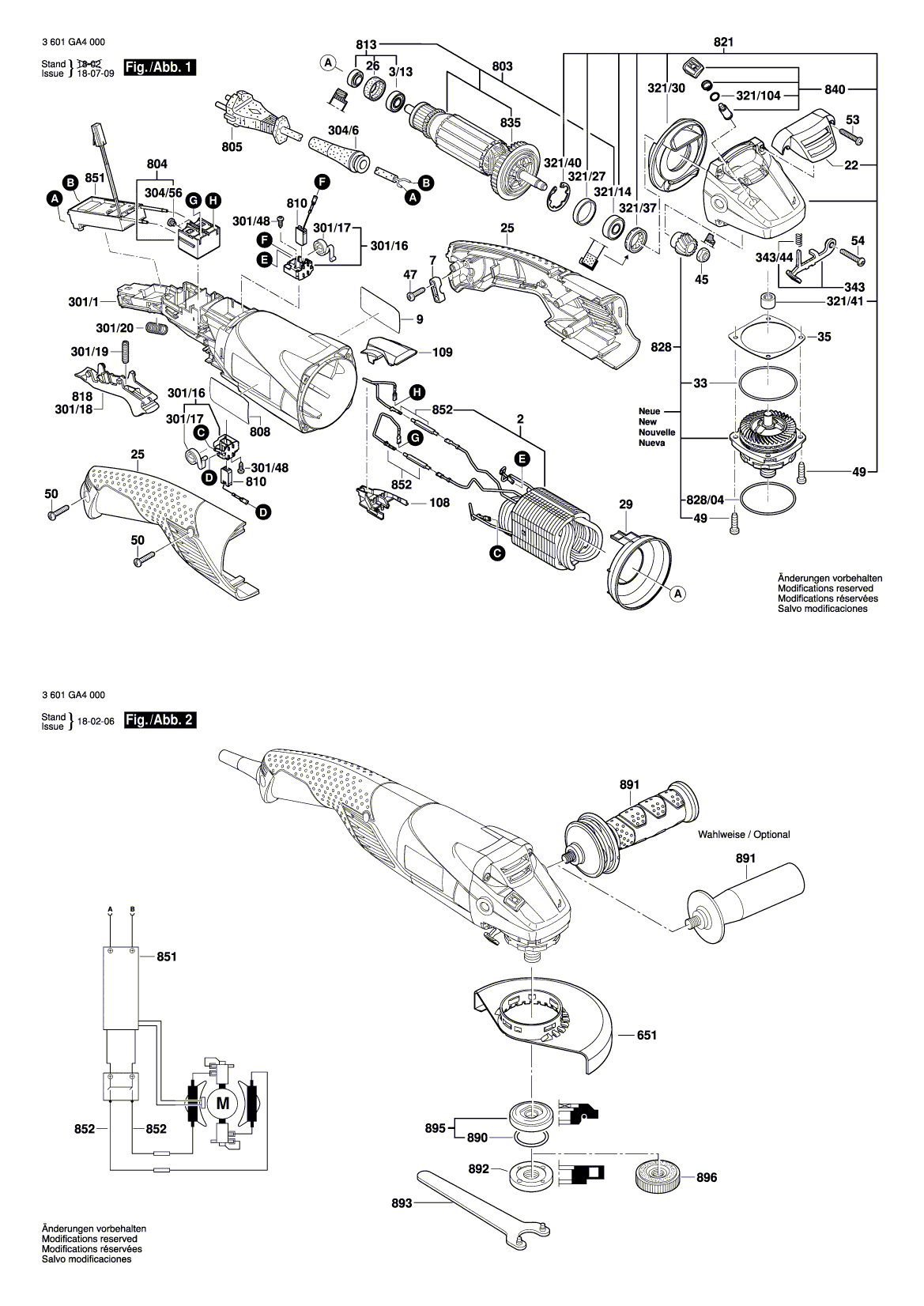 Схема на Угловая шлифмашина Bosch GWS 18-125 L INOX (3 601 GA4 000)