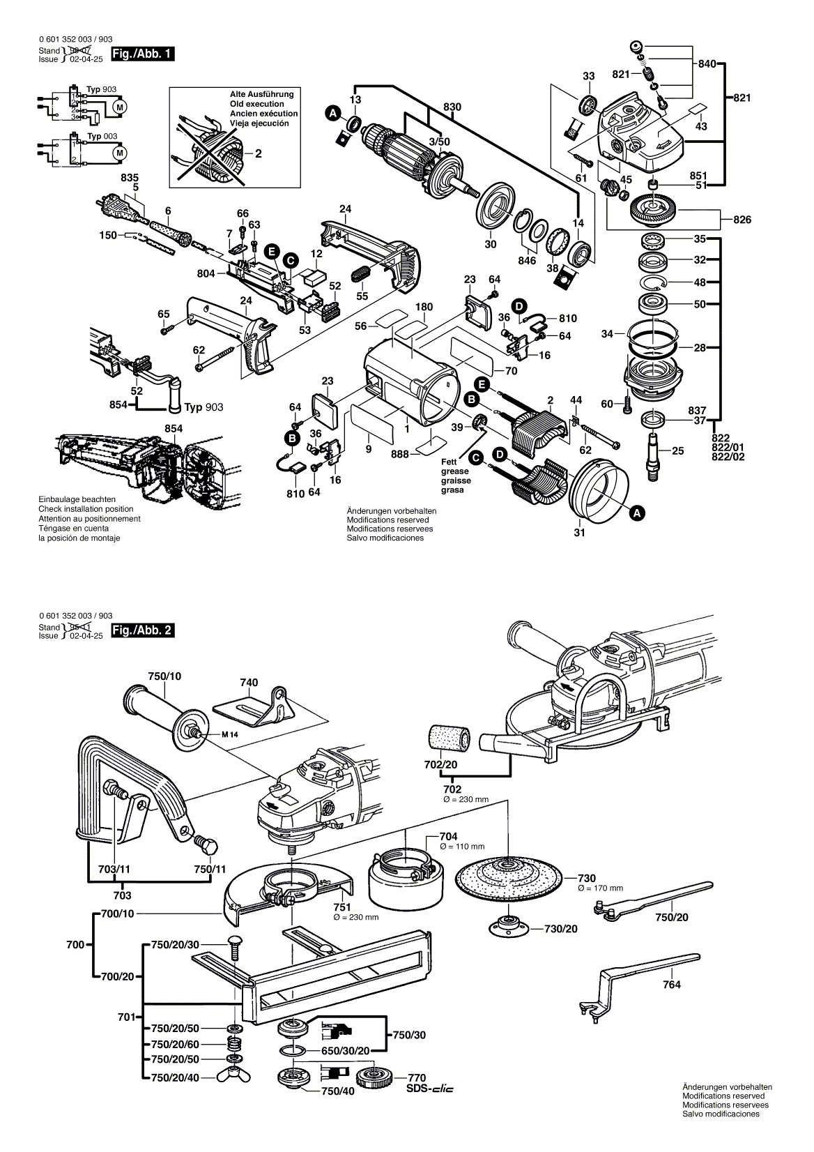 Схема на Угловая шлифмашина Bosch GWS 18-230 (0 601 352 003)