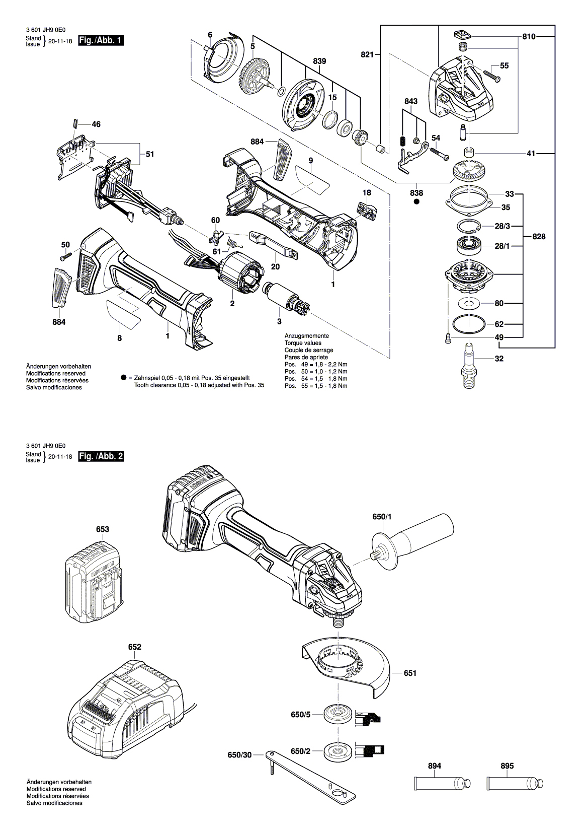 Схема на Кутова шліфувальна машина Bosch GWS 180-LI (3 601 JH9 022)