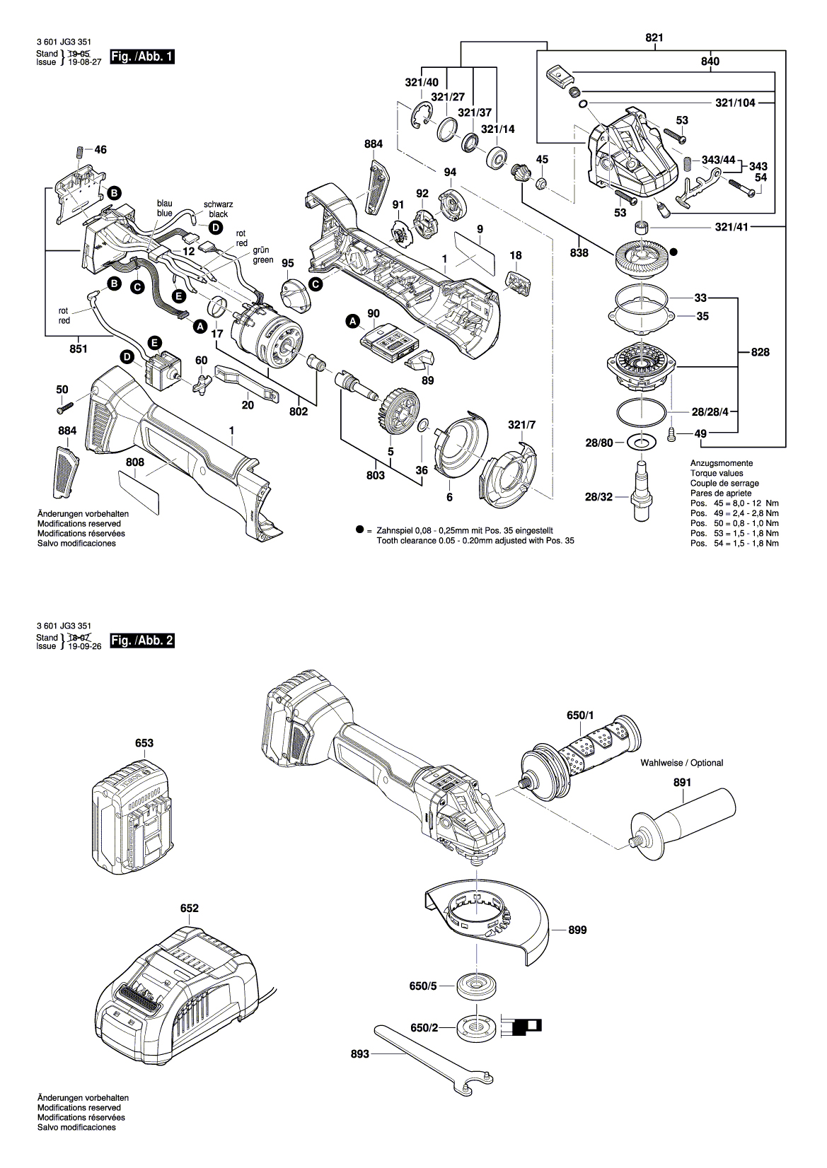 Схема на Кутова шліфувальна машина Bosch GWS 18V-10 SC (3 601 JG3 351)